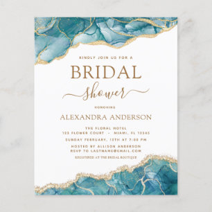 Flyer Agitación presupuestaria Turquesa Bridal Shower Ve