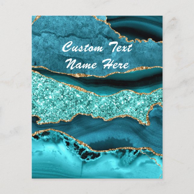 Flyer Agitar Verde azulado Blue Gold Aqua Turquoise Pers (Frente)