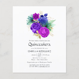 Flyer Aguada floral española Mardi Gras Quinceañera
