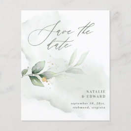 Flyer ahorra en la boda con tarjeta de save the date con