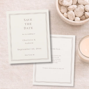 Flyer Ahorra en la fecha de tu boda en marfil taupe