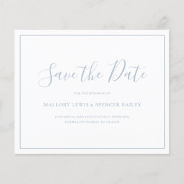 Flyer Ahorro de boda en azul polvoriento Save the Date