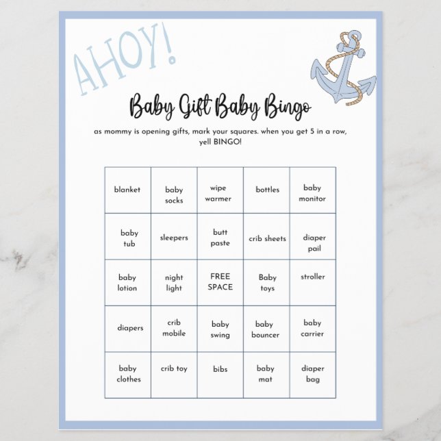 Flyer Ahoy Baby Shower Game (Frente)