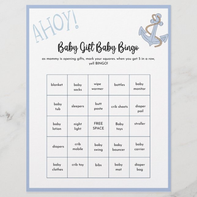 Flyer Ahoy Baby Shower Game (Frente)