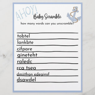 Flyer Ahoy Baby Shower Game