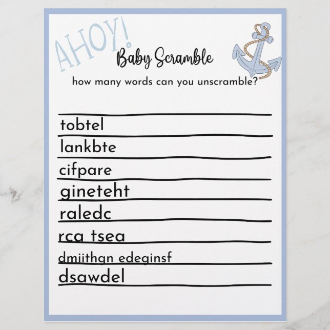 Flyer Ahoy Baby Shower Game (Frente)