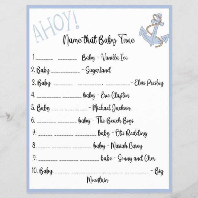 Flyer Ahoy Baby Shower Game (Frente)