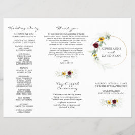 Flyer Airy Greenery Sunflowers Burgundy Fall Wedding
