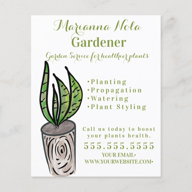 Flyer Ajardinería Landscaping Gardener Plants Business (Frente)