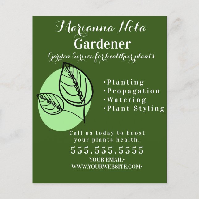 Flyer Ajardinería Landscaping Gardener Plants Business (Frente)
