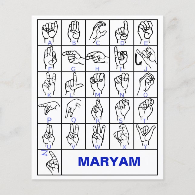 Flyer Alfabeto de Lengua de Señas Americana, Aprende ASL (Frente)