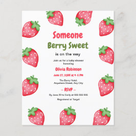 Flyer Alguien Berry Sweet Strawberry Baby Shower Invite