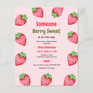 Flyer Alguien Berry Sweet Strawberry Baby Shower Invite