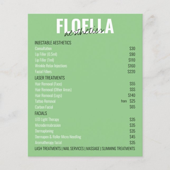 Flyer All in One Salon Services Price List QR Booking (Frente)