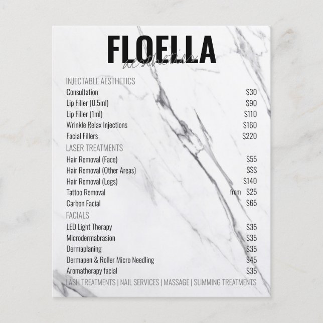 Flyer All in One Salon Services Price List QR Booking (Frente)