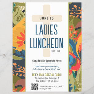 Flyer Almuerzo de Damas de la Iglesia de Floral Abstract