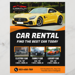 Flyer Alquiler de coches Premium Profesional Moderno Vol