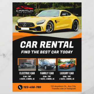 Flyer Alquiler de coches Premium Profesional Moderno Vol