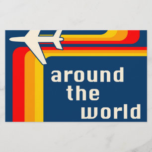 Flyer alrededor del mundo : rayas retro