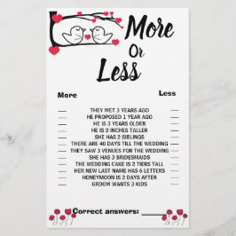 Flyer Ama Ave Más o Menos Parejas Ducha Tarjeta de juego