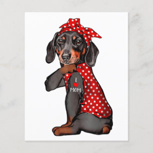 Flyer Amo A Mamá Tattoo Divertido Perro Dachshund Usando
