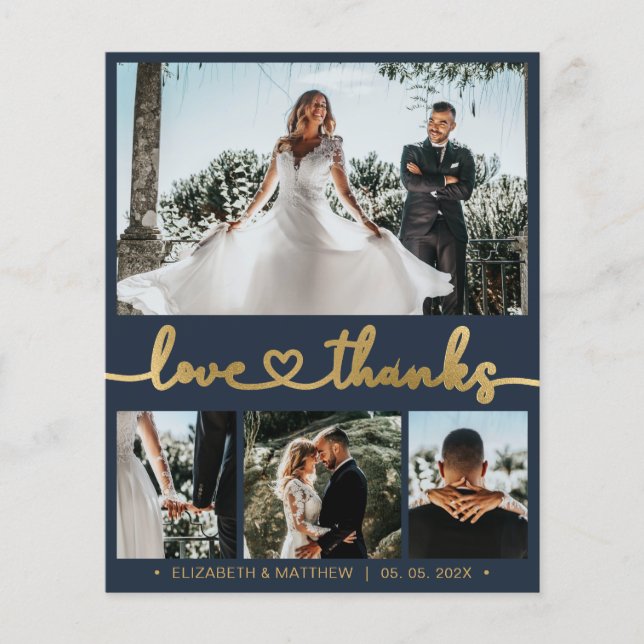 Flyer Amor y Gracias por el Boda de Collage de fotos Gra (Frente)