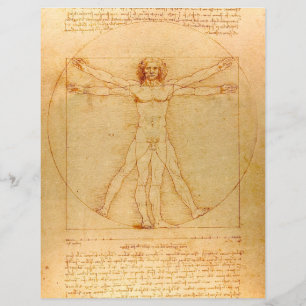 Flyer Anatomía humana, hombre vitruviano de Leonardo da 