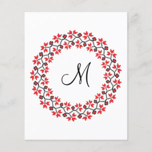 Flyer Anillo de flores rojas Monograma personalizado ini