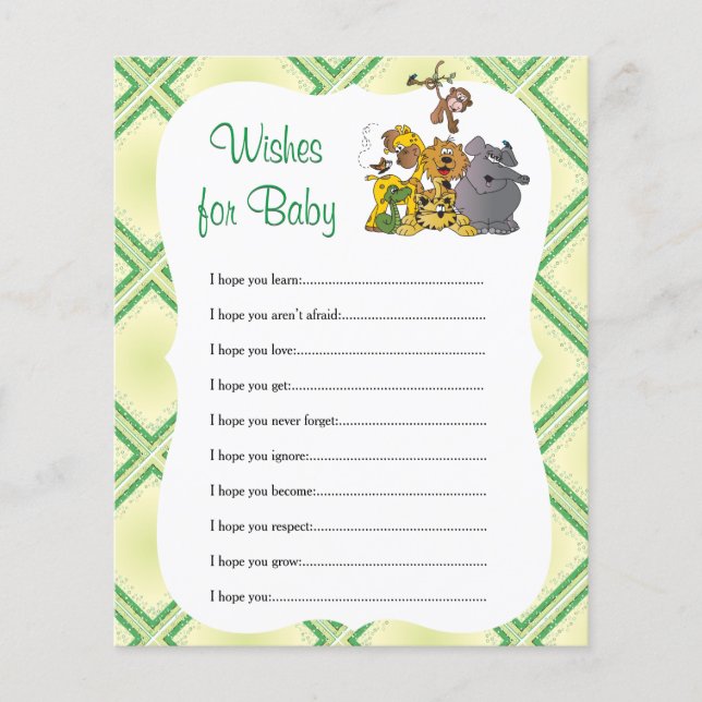 Flyer Animales de bebes de la jungla de Safari - Deseos (Frente)