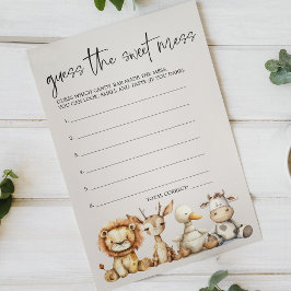 Flyer Animales de época Baby Shower adivina juego de aje