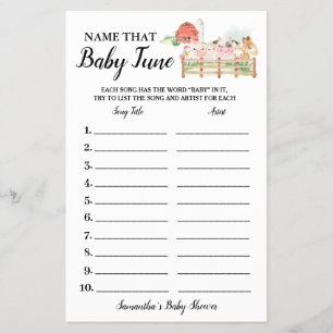Flyer Animales de granja Nombre tarjeta de juego Baby Tu