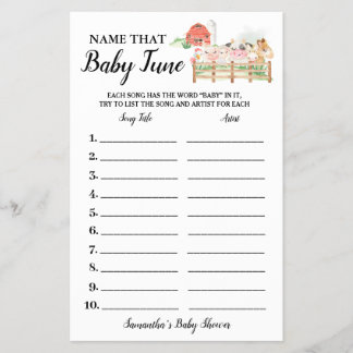 Flyer Animales de granja Nombre tarjeta de juego Baby Tu