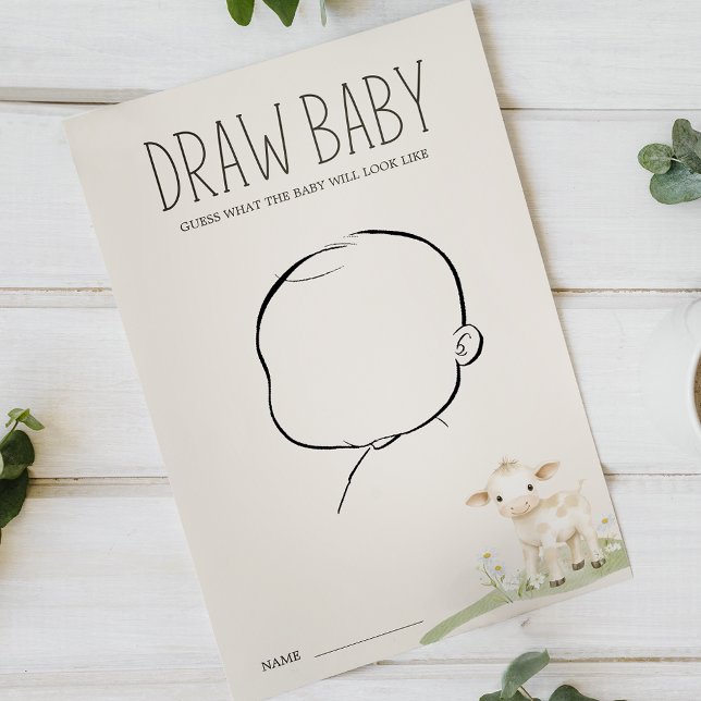 Flyer Animales de granja pradera Baby Shower Draw Baby G (Subido por el creador)