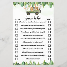 Flyer Animales Safari adivinan quién es la tarjeta de ju