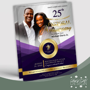 Flyer Aniversario de la Iglesia Purple & Gold Pastoral