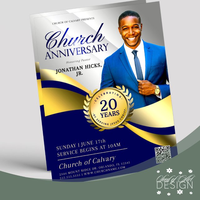Flyer Aniversario de la Iglesia Servicio Pastoral Azul y (Subido por el creador)