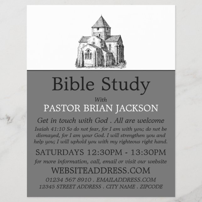 Flyer Antigua iglesia esbozada, anuncio de clase de la B (Frente)