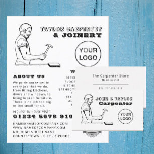 Flyer Anuncio antiguo de carpintero, carpintería, trabaj