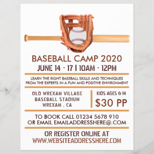 Flyer Anuncio de Béisbol y Oso de Madera