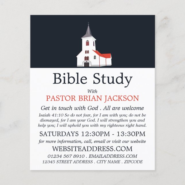 Flyer Anuncio de clase de la Biblia Cristiana (Frente)