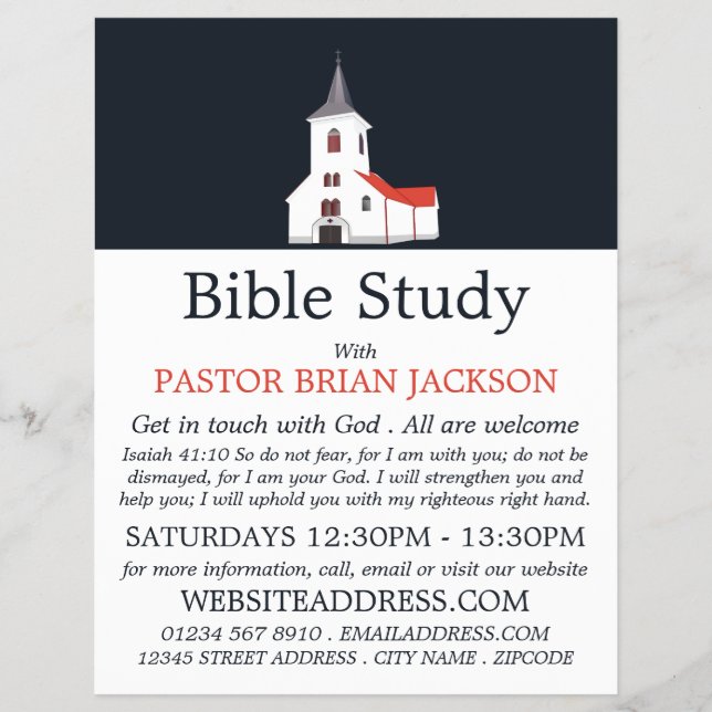 Flyer Anuncio de clase de la Biblia Cristiana (Frente)