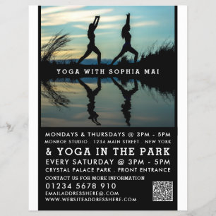 Flyer Anuncio de clase de yoga, reflejo de retrato elega