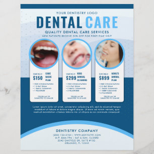 Flyer Anuncio de cuidado dental azul profesional