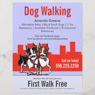 Flyer Anuncio de cupón para caminantes de perro de Bosto