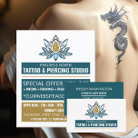 Flyer Anuncio de estudio de tatuaje de Lotus, tatuaje y<br><div class="desc">Folletos publicitarios de Lotus Tattoo,  Tattoo & Body Piercing Studio Por La Tienda De Tarjetas De Negocios.</div>