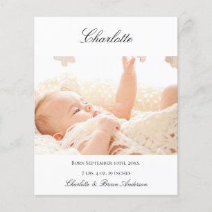 Flyer Anuncio de foto de bienvenida de nuevo bebé con pr