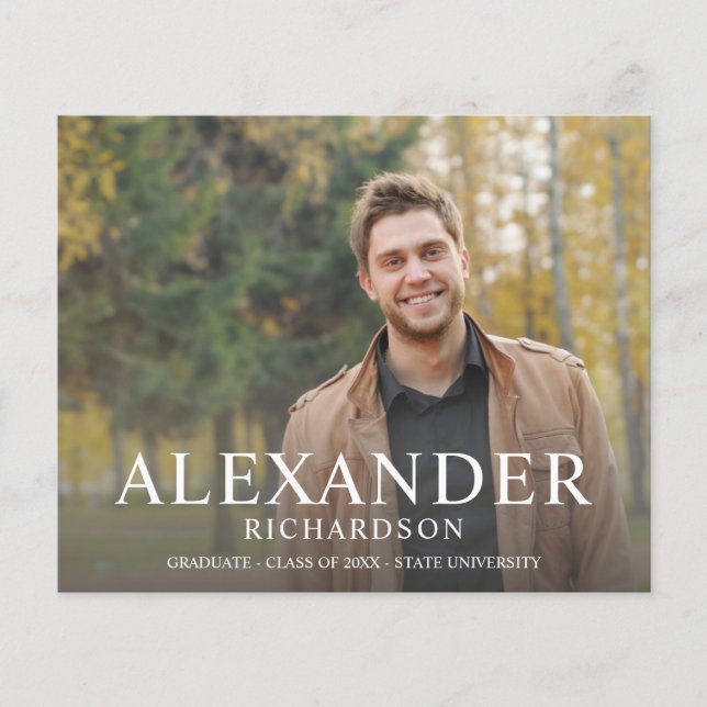 Flyer Anuncio de Graduación de Foto de Nombre de Mod Gra (Frente)