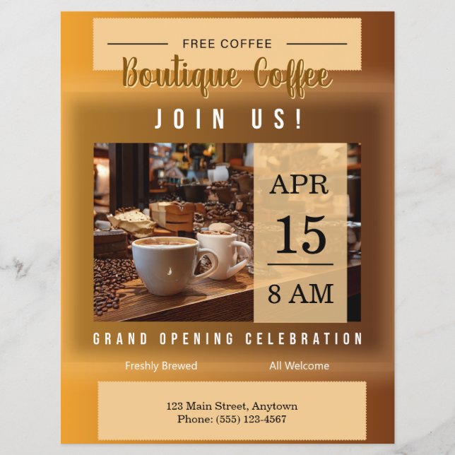 Flyer Anuncio de gran inauguración de cafetería (Frente)