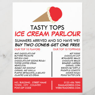 Flyer Anuncio de helado, helado de salón
