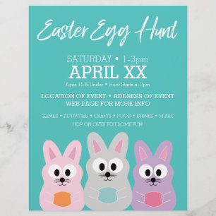 Flyer Anuncio de la cacería de huevos de pascua - Conejo